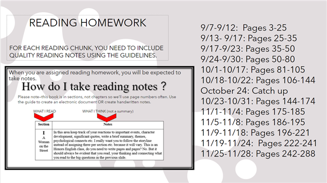 Homework Reading Assignments
